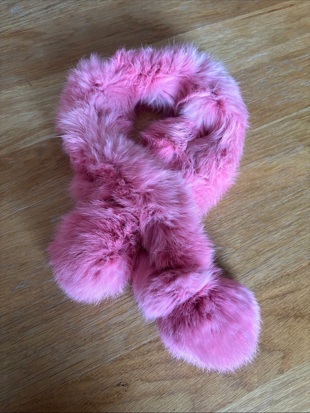 Pink rabbit Fur Pom Scarf - Women Accessories